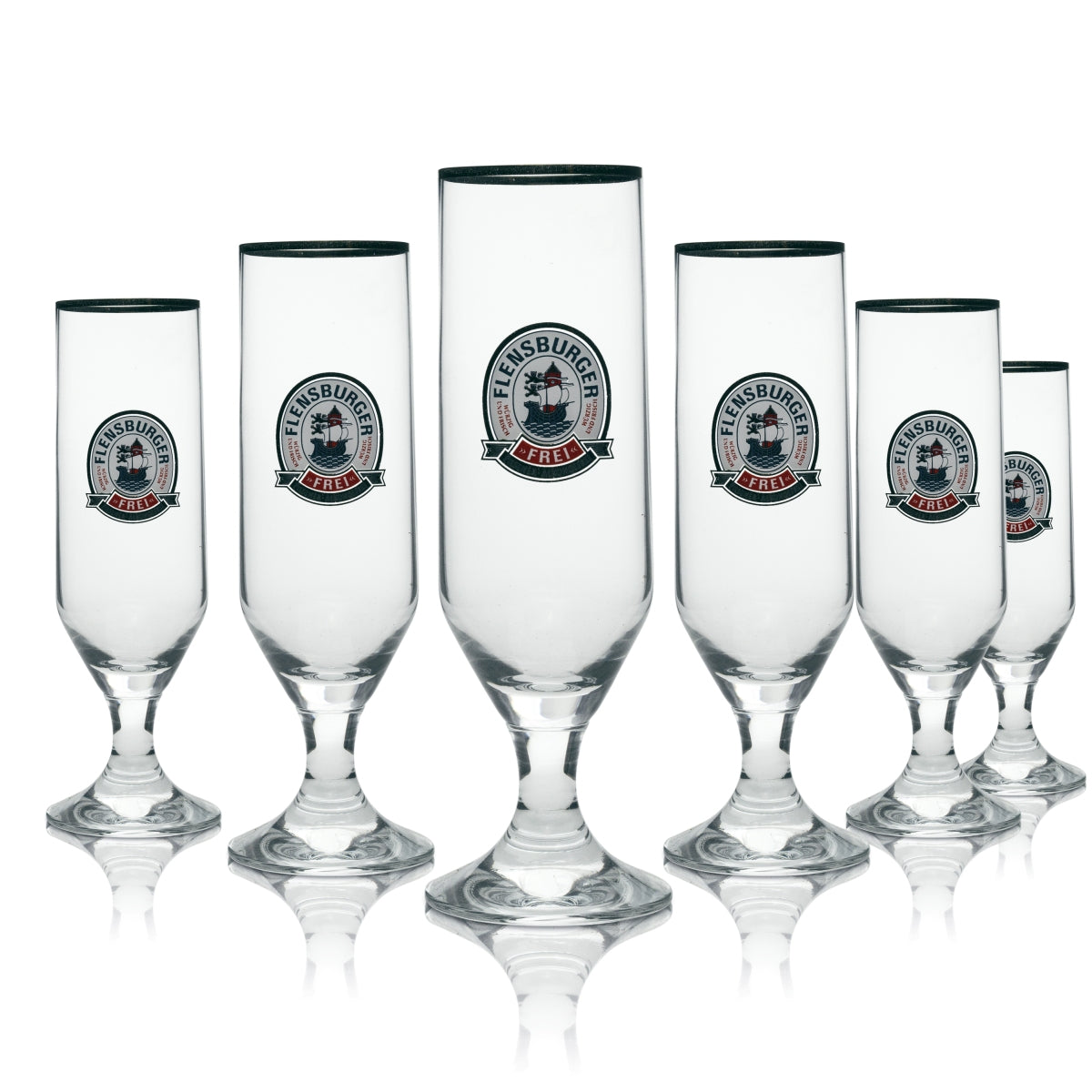 6 bicchieri Flensburg da 0,2 l, forma a calice, set da birra, birrificio, analcolici