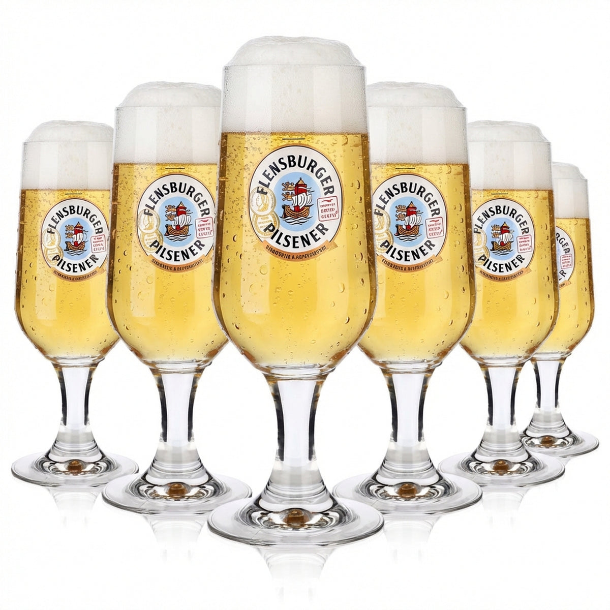 6 bicchieri da birra Flensburger Pokalglas 0,4 l con bordo dorato Ritzenhoff