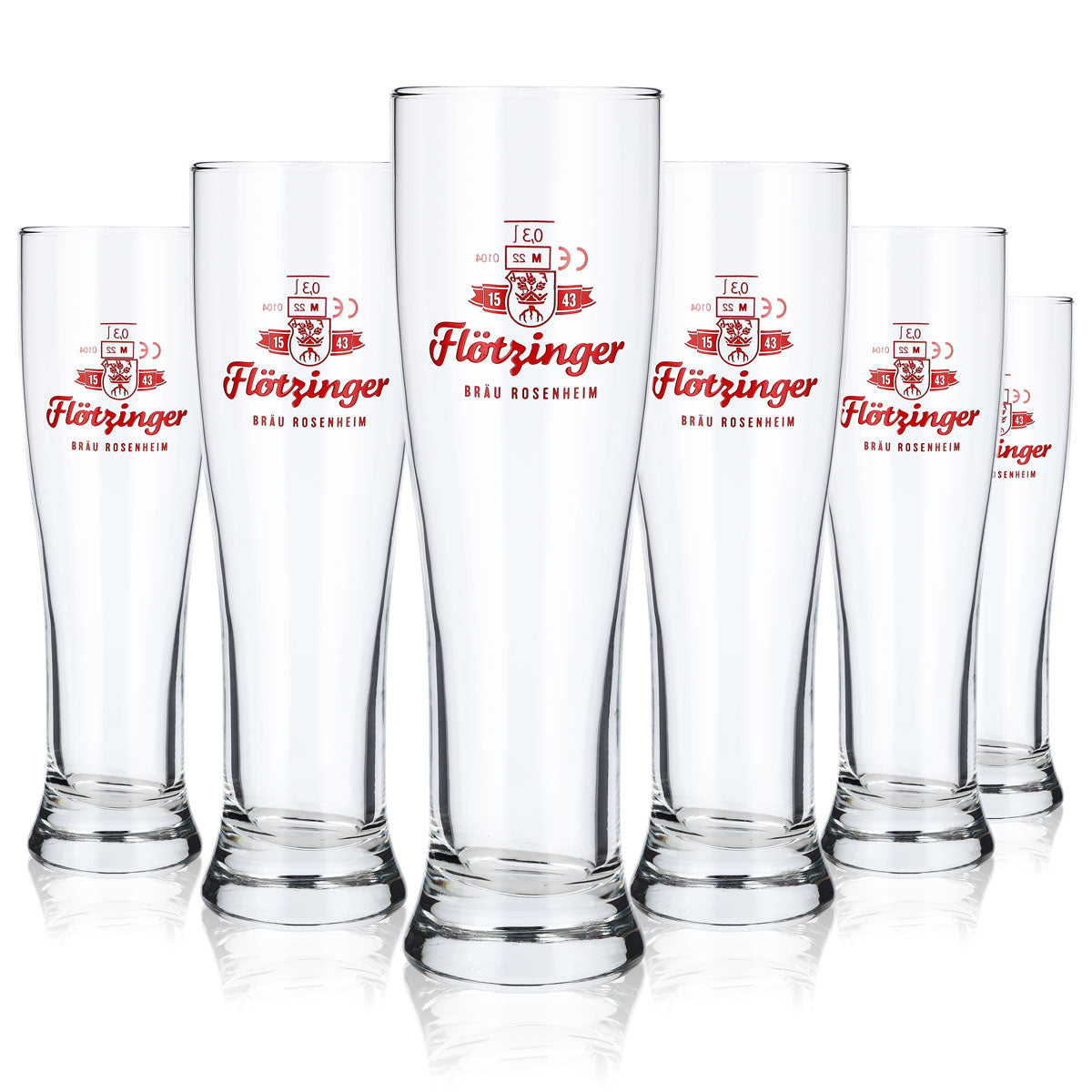 6 bicchieri da birra Flötzinger Bicchieri da birra 0,3 l Bicchiere da birra di frumento Logo rosso – Vista 5