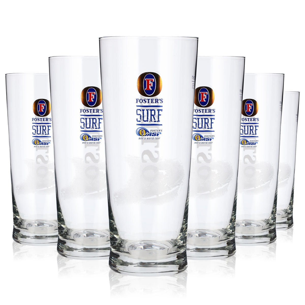 6 bicchieri da birra Fosters da 0,5 l, bicchieri da long drink, bicchieri da birra Surf Sahm, bicchieri Willibecher
