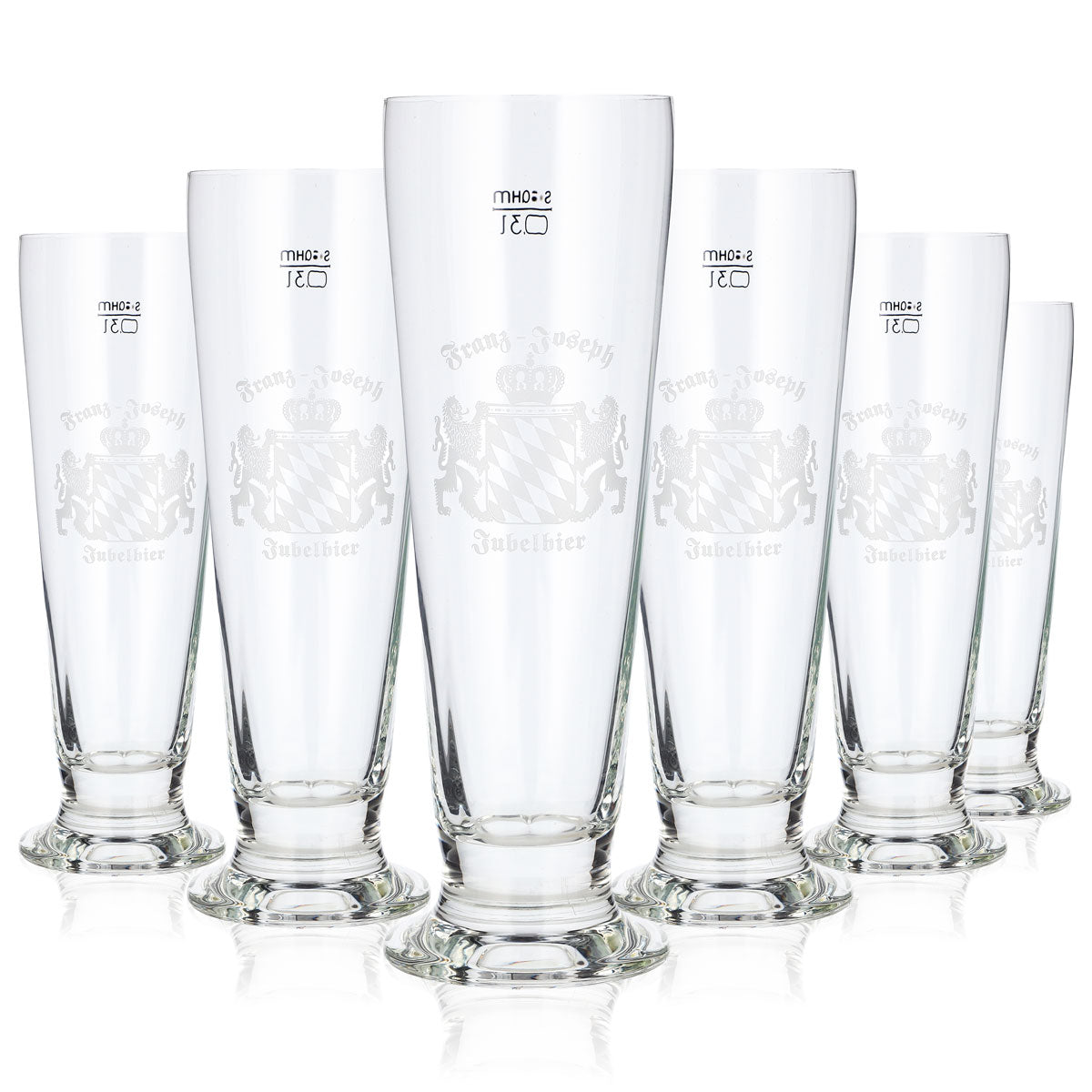 6 bicchieri da birra Franz Joseph da 0,3 l, modello "Pokal Kontur", Jubelbier Sahm (set da 6)