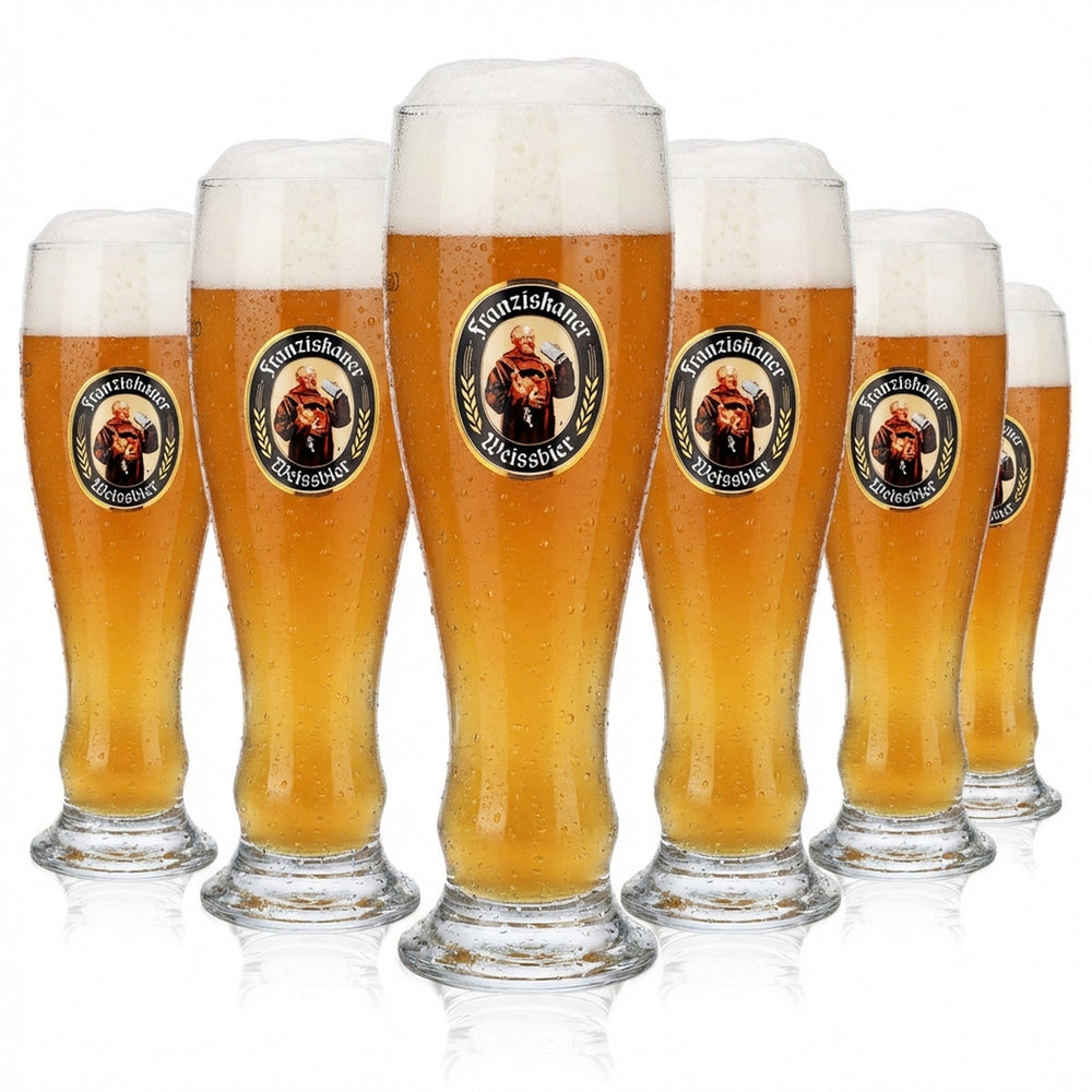 6 bicchieri da birra Franziskaner Bicchieri da birra Bicchiere da birra di frumento 0,5 l Bicchiere da birra bianca Rastal