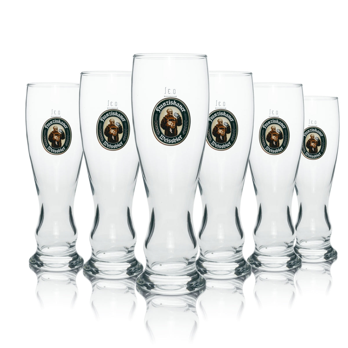 6 bicchieri da birra Franziskaner Weißbier 0,3 l Hefe Kristall Weizen calibrati per uso gastronomico – Vista 3