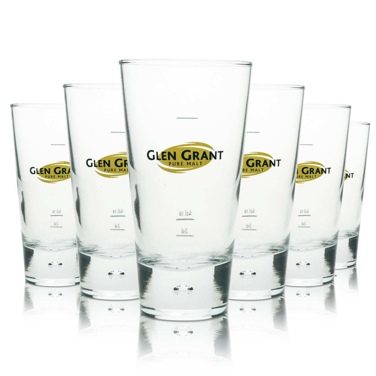 6 bicchieri da whisky Glen Grant Longdrink con bolla d'aria e logo dorato