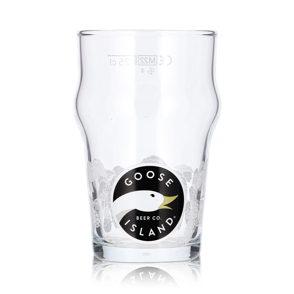 6 bicchieri da birra Goose Island da 0,25 l, modello long drink, con logo dell'oca e motivo a noci, bianco e crema – Vista 3