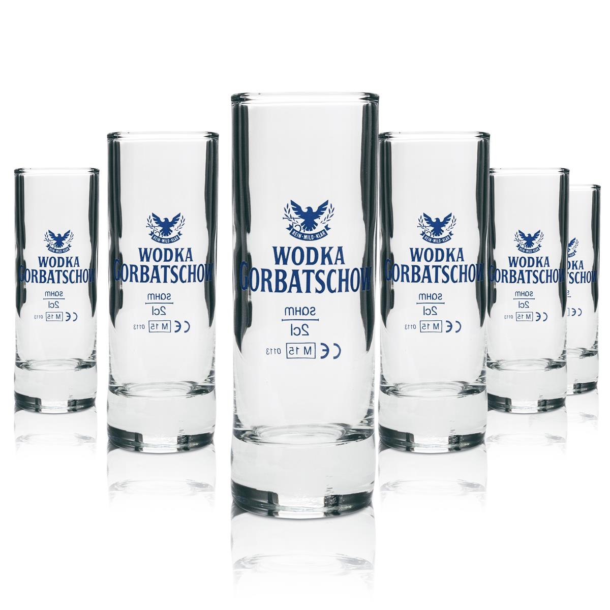 6 bicchierini da shot Gorbatschow Vodka 4 cl alti