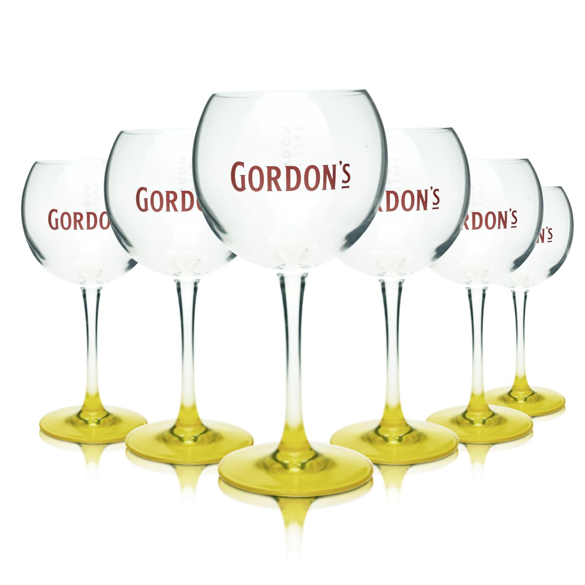 6 bicchieri da gin Gordon's 0,34 l Set di bicchieri da gin tonic in vetro a forma di palloncino Bicchieri con stelo Bicchieri a calice
