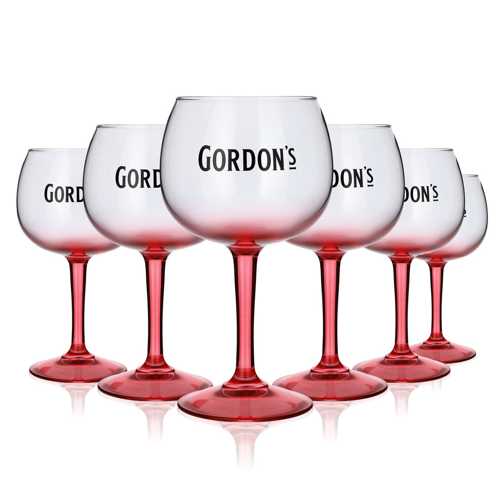 6 bicchieri Gordon's da 0,45 l in vetro a forma di palloncino Set di bicchieri da cocktail rosa per gin tonic Gastro
