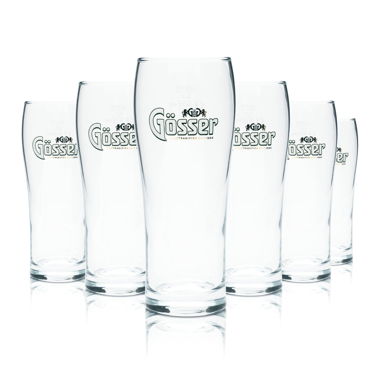 6 bicchieri Gösser da 0,3 l, bicchieri da birra, bicchieri da birra calibrati, gastronomia austriaca, birrificio