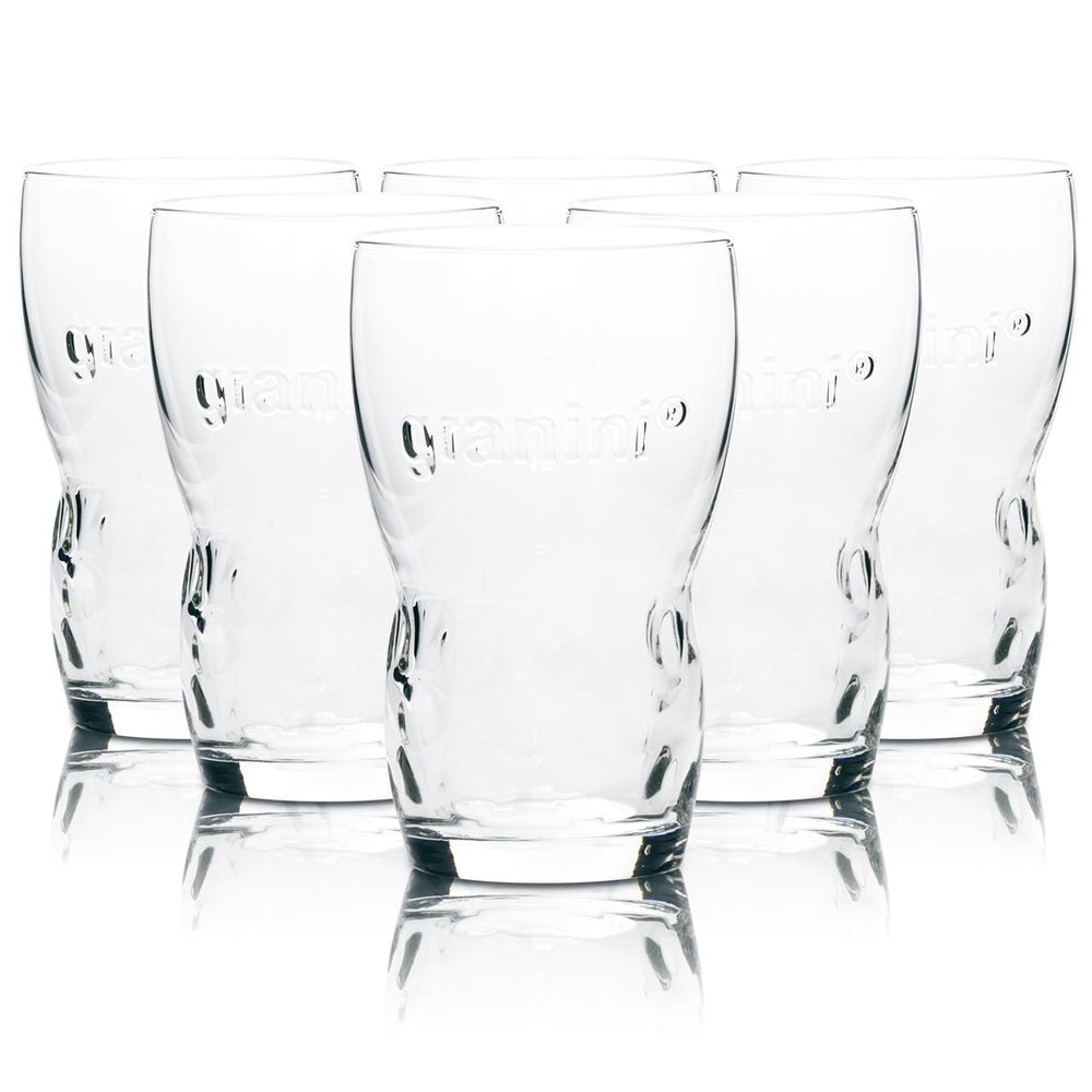 6 bicchieri Granini 0,2 l con bordo sagomato per succhi, acqua, bibite, cocktail, long drink, uso gastronomico