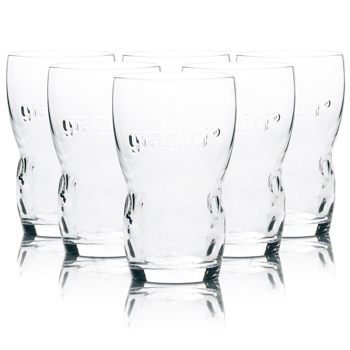 6 bicchieri Granini 0,2 l con bordo sagomato per succhi, acqua, bibite, cocktail, long drink, uso gastronomico