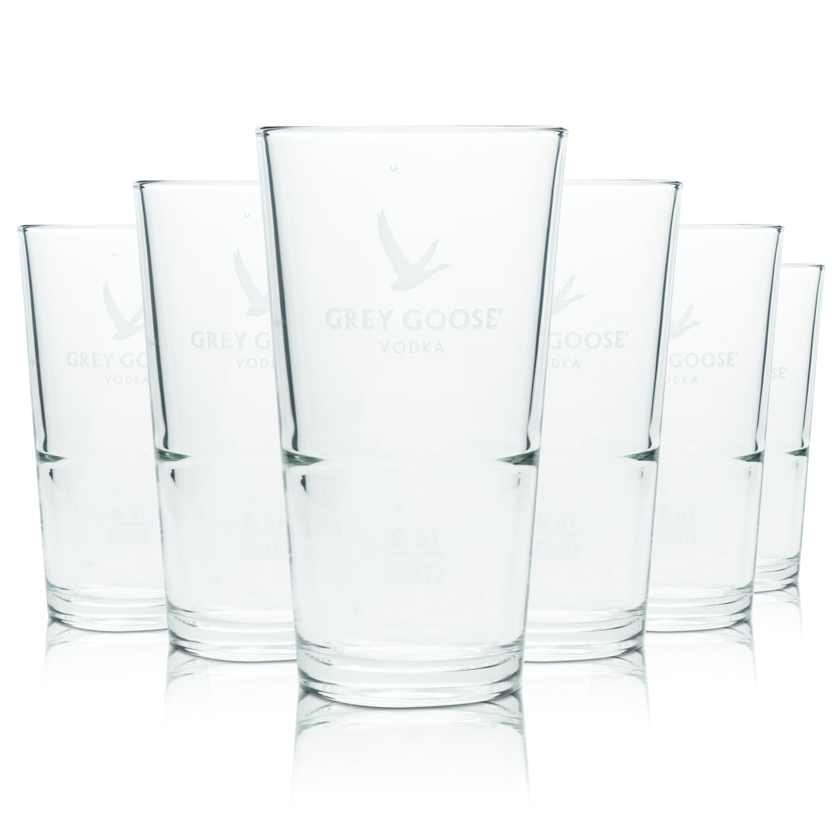 6 bicchieri Grey Goose 0,37 l per cocktail long drink impilabili calibrati per uso gastronomico