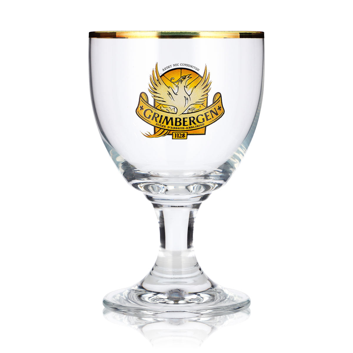 6 bicchieri da birra Grimbergen da 25 cl, a calice, con logo giallo, modello "Tulipano" di Ritzenhoff – Vista 2