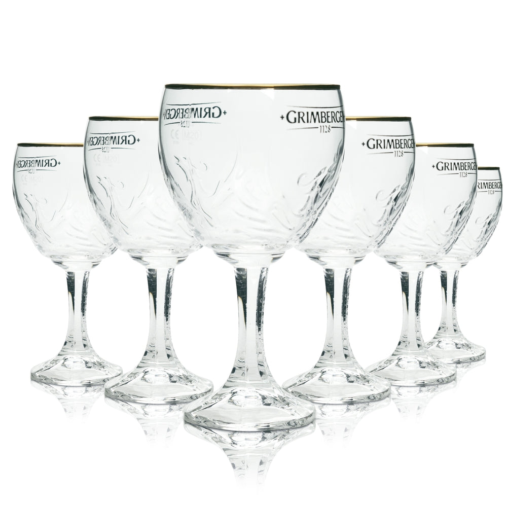 6 bicchieri Grimbergen da 0,33 l, forma a calice Phoenix, bordo dorato, bicchieri Gastro Beer