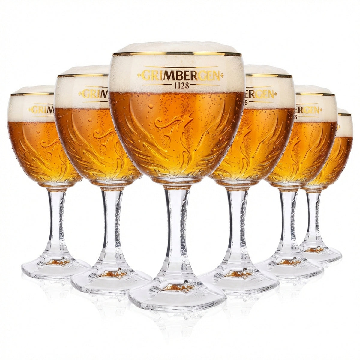 6 bicchieri Grimbergen da 0,5 l a calice Phoenix con bordo dorato Bicchieri Gastro Beer