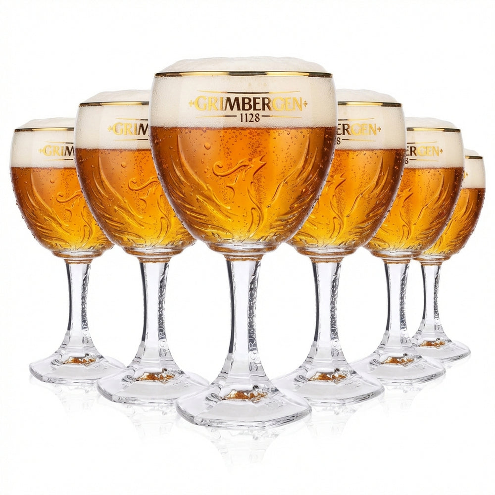 6 bicchieri Grimbergen da 0,5 l a calice Phoenix con bordo dorato Bicchieri Gastro Beer