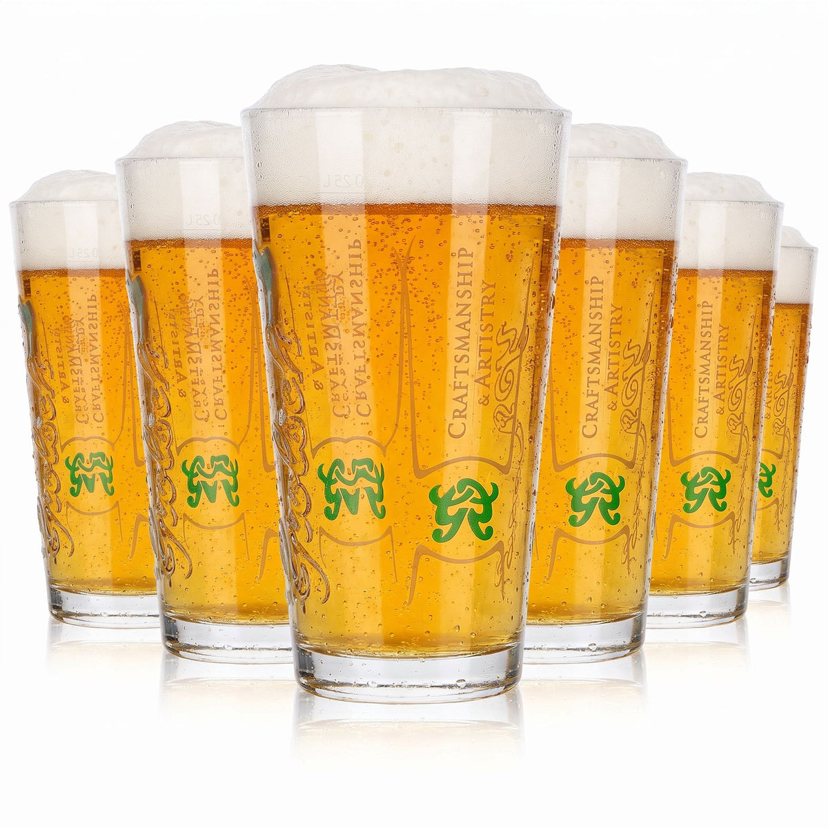 6 bicchieri da birra Grolsch da 0,25 l con logo in rilievo "Craftmanship & Artistry"