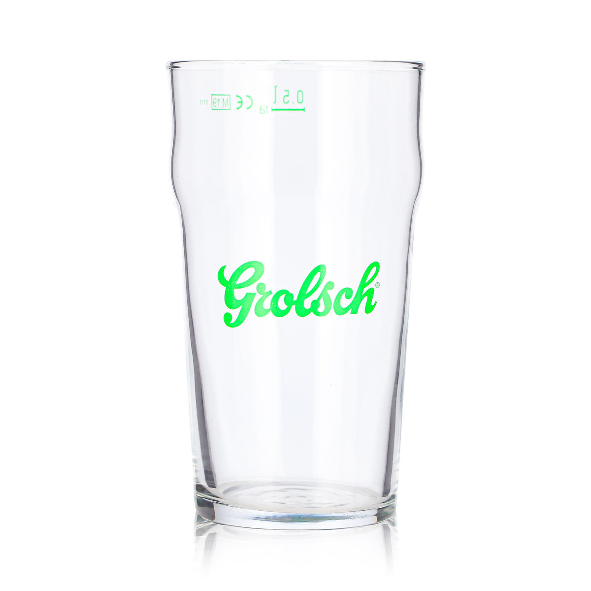 6 bicchieri da birra Grolsch da 0,5 l, in vetro sagomato con logo verde Rastal – Vista 3