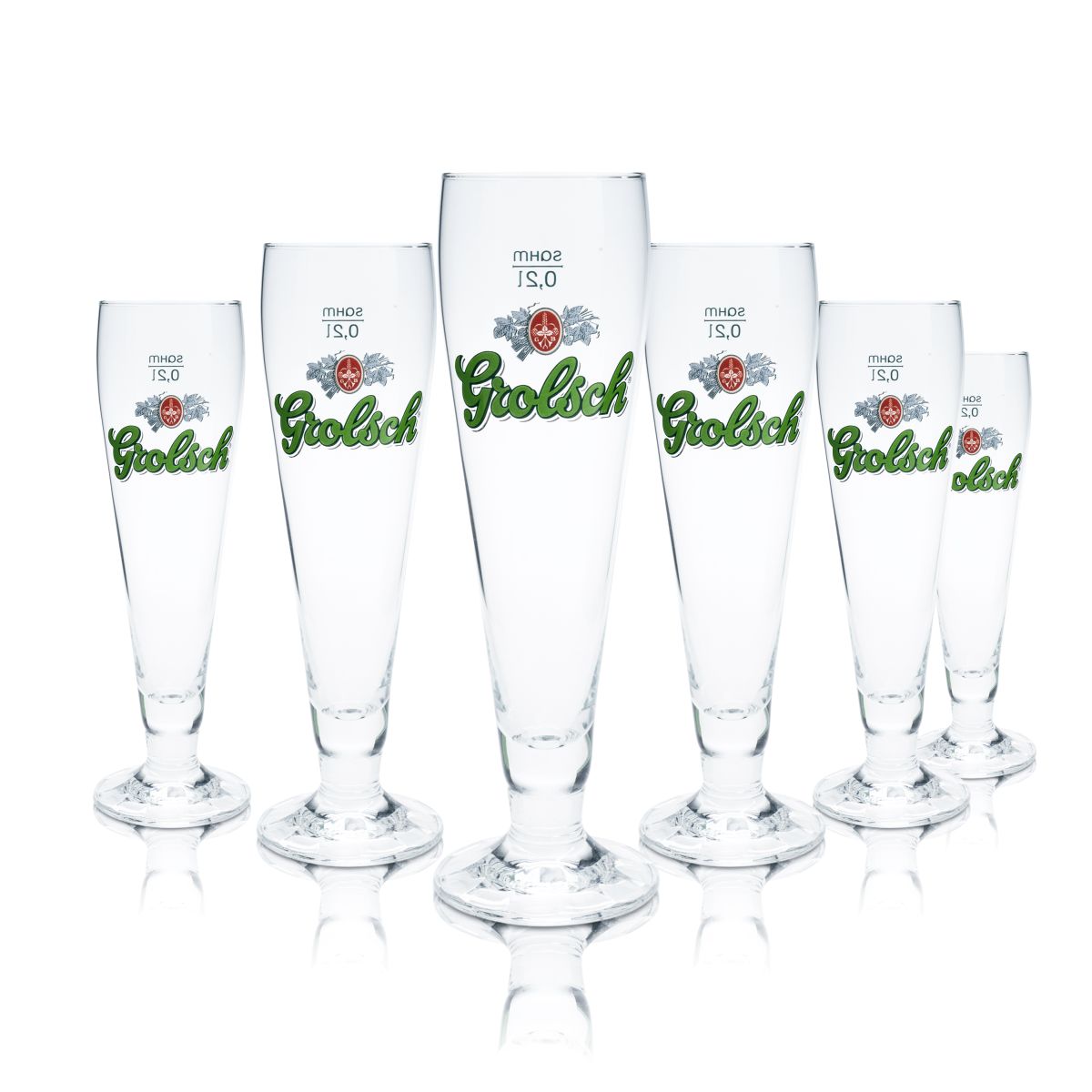 6 bicchieri da birra Grolsch 0,2 l bicchiere a calice Pilstulpe set birrificio gastronomico calibrato