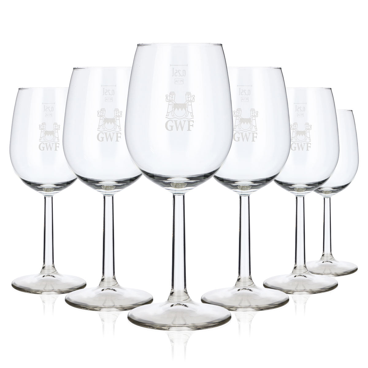 6 bicchieri da vino GWF Frankenwein, con stelo, 0,25 l, logo argentato Bouquet (set da 6)