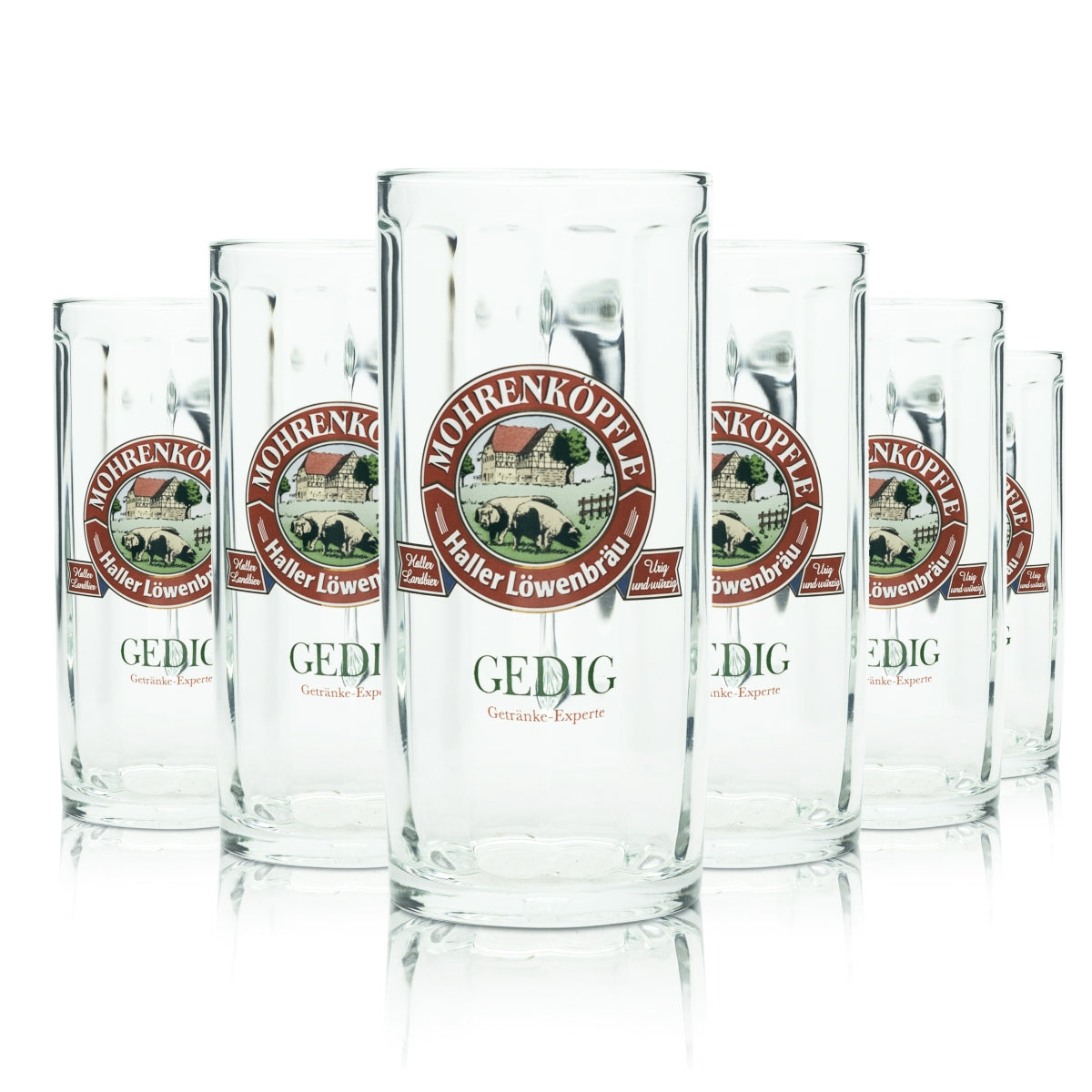 6 bicchieri da birra Haller Löwenbräu 0,3 l boccale Sahm Mohrenköpfle bicchieri Seidel boccali