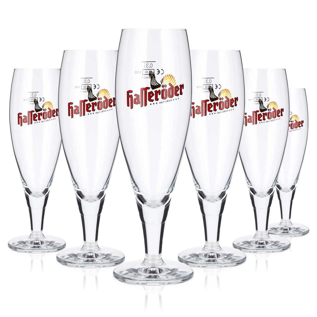 6 bicchieri da birra Hasseröder da 0,3 l, modello "Gockel d'oro" di Ritzenhoff, forma a tulipano