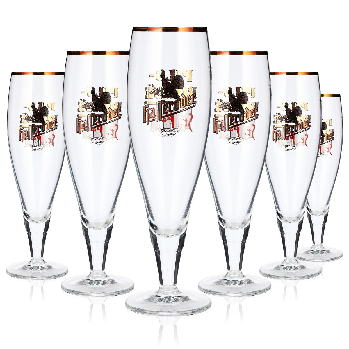 6 bicchieri da birra Hasseröder "Pokal" Pils-Börse St. Pauli con bordo dorato da 0,25 l (set da 6)