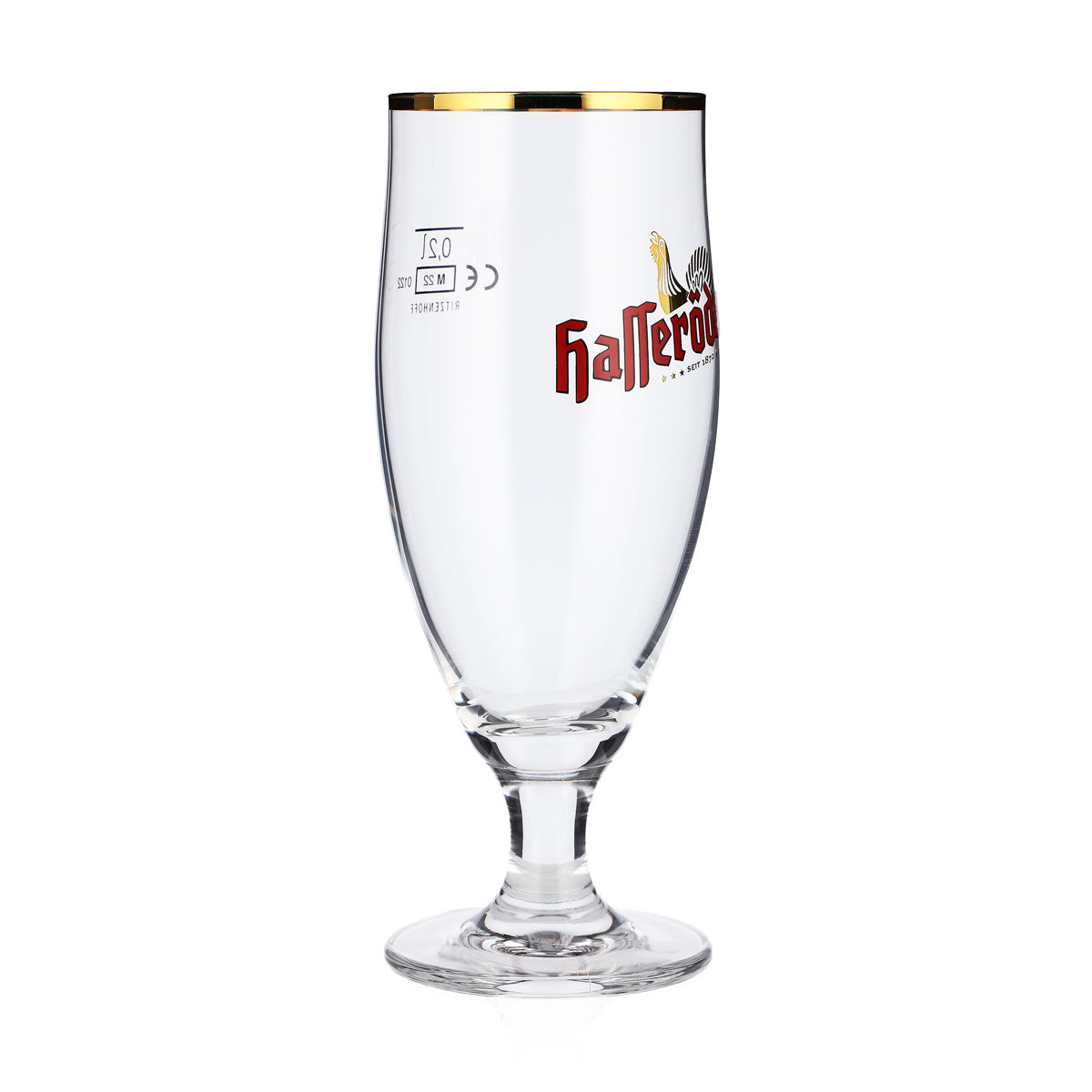 6 bicchieri da birra Hasseröder Bicchieri da birra 0,2 l Bicchieri a calice bombati con bordo dorato – Vista 3