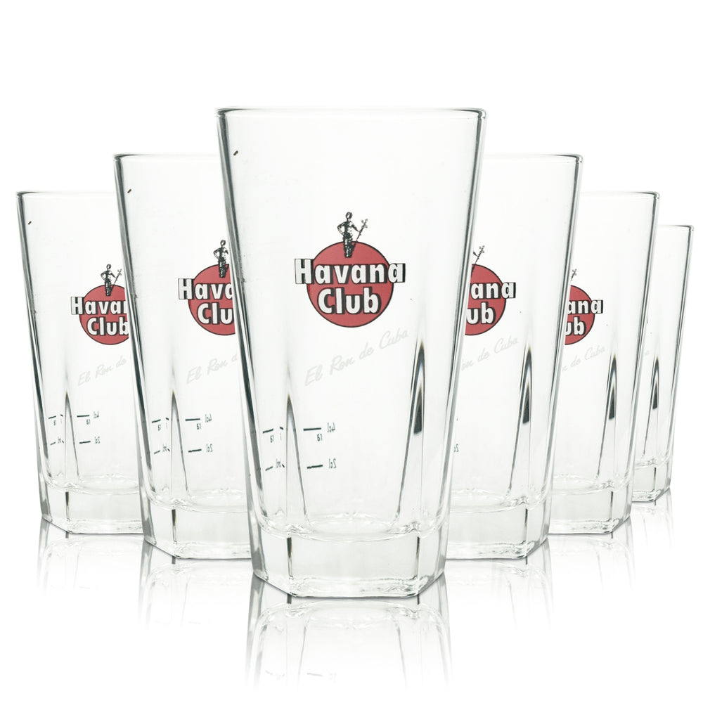 6 bicchieri da cocktail Havana Club Rum 0,34 l con fondo poligonale, bicchieri da long drink