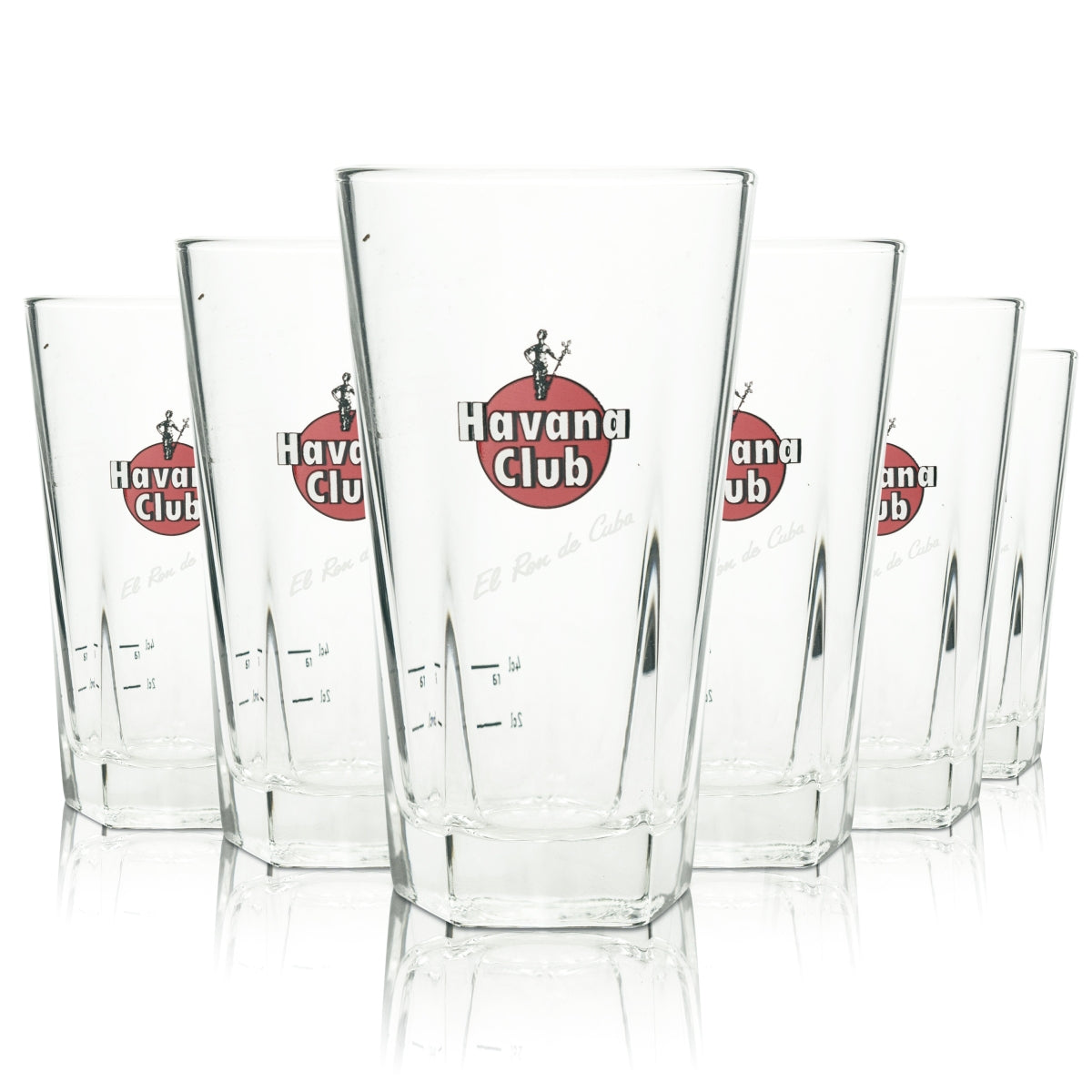 6 bicchieri da cocktail Havana Club Rum 0,34 l con fondo poligonale, bicchieri da long drink