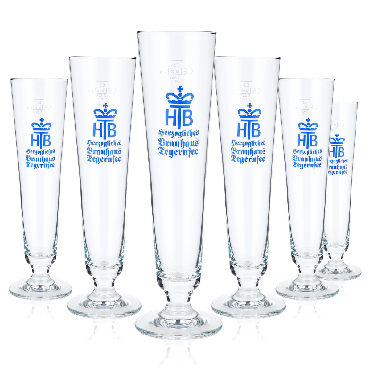 6 bicchieri da birra HB Tegernsee da 0,3 l, modello Pils, con il vecchio logo (set da 6)