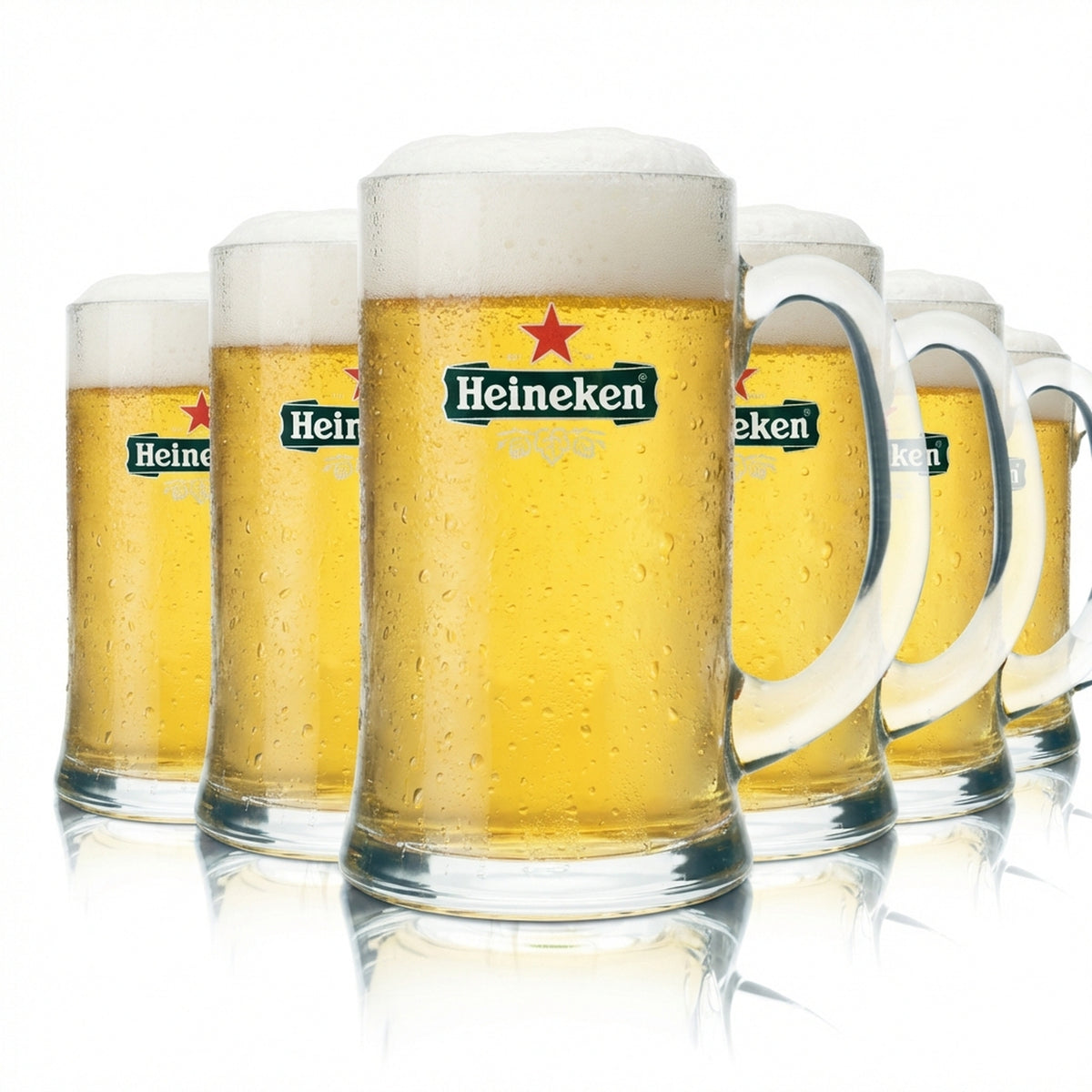 6 bicchieri da birra Heineken 0,5 l boccale Humpen Seidel con manico per bar e pub