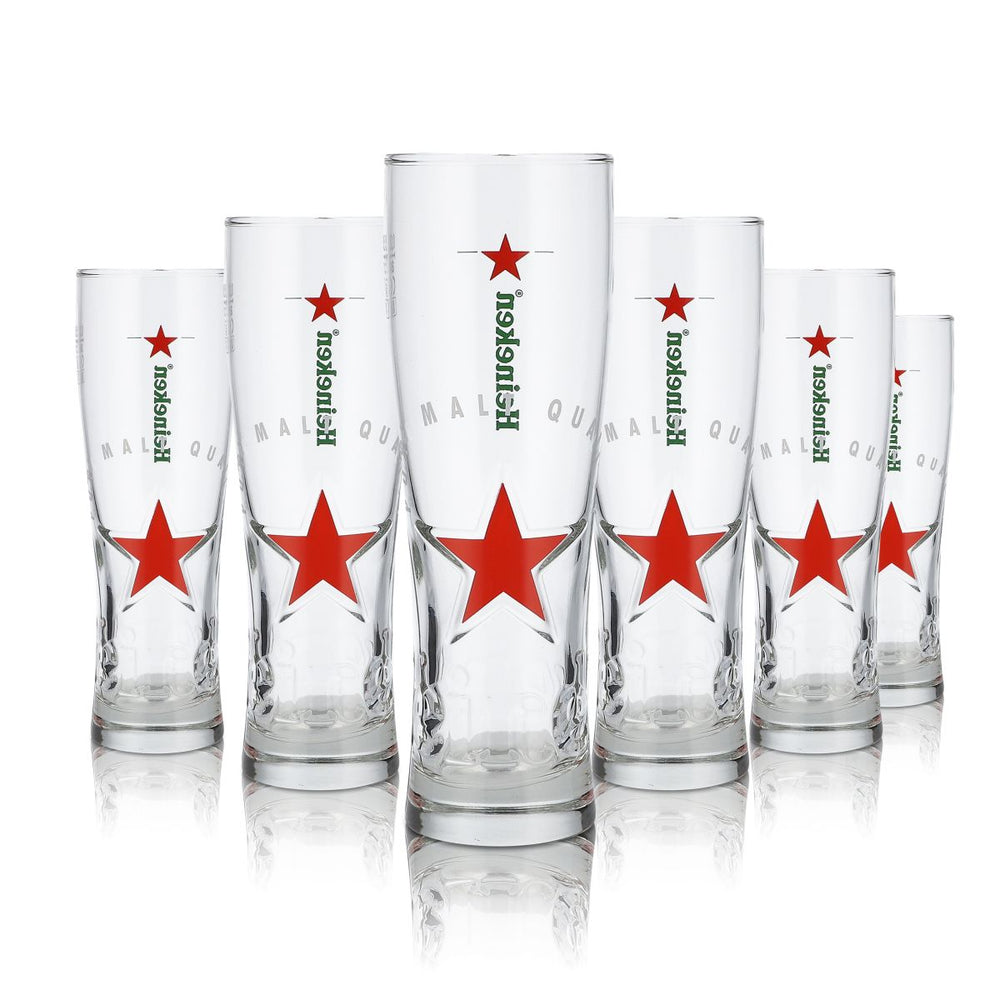 6 bicchieri Heineken da 0,25 l, set di bicchieri Pilsner Star Glass con stella rossa Brewery