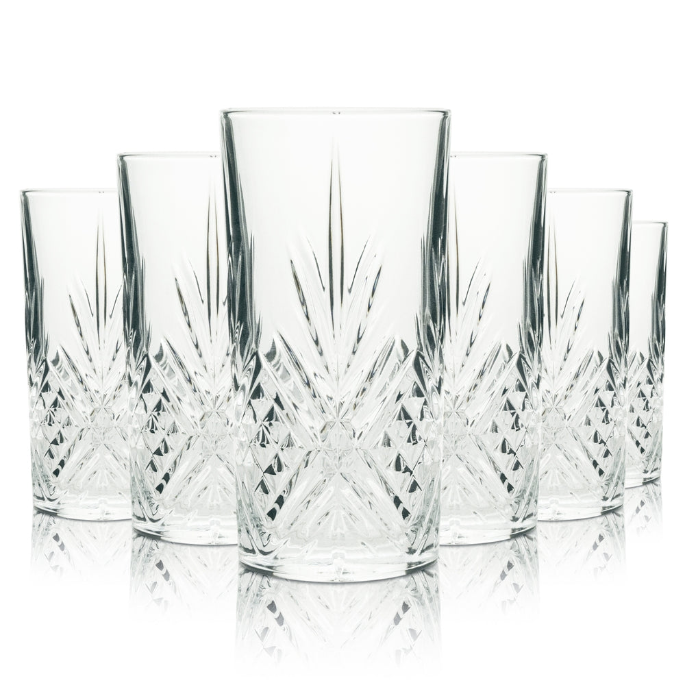 6 bicchieri Hendricks da 0,3 l per gin tonic long drink in cristallo con effetto rilievo, eleganti