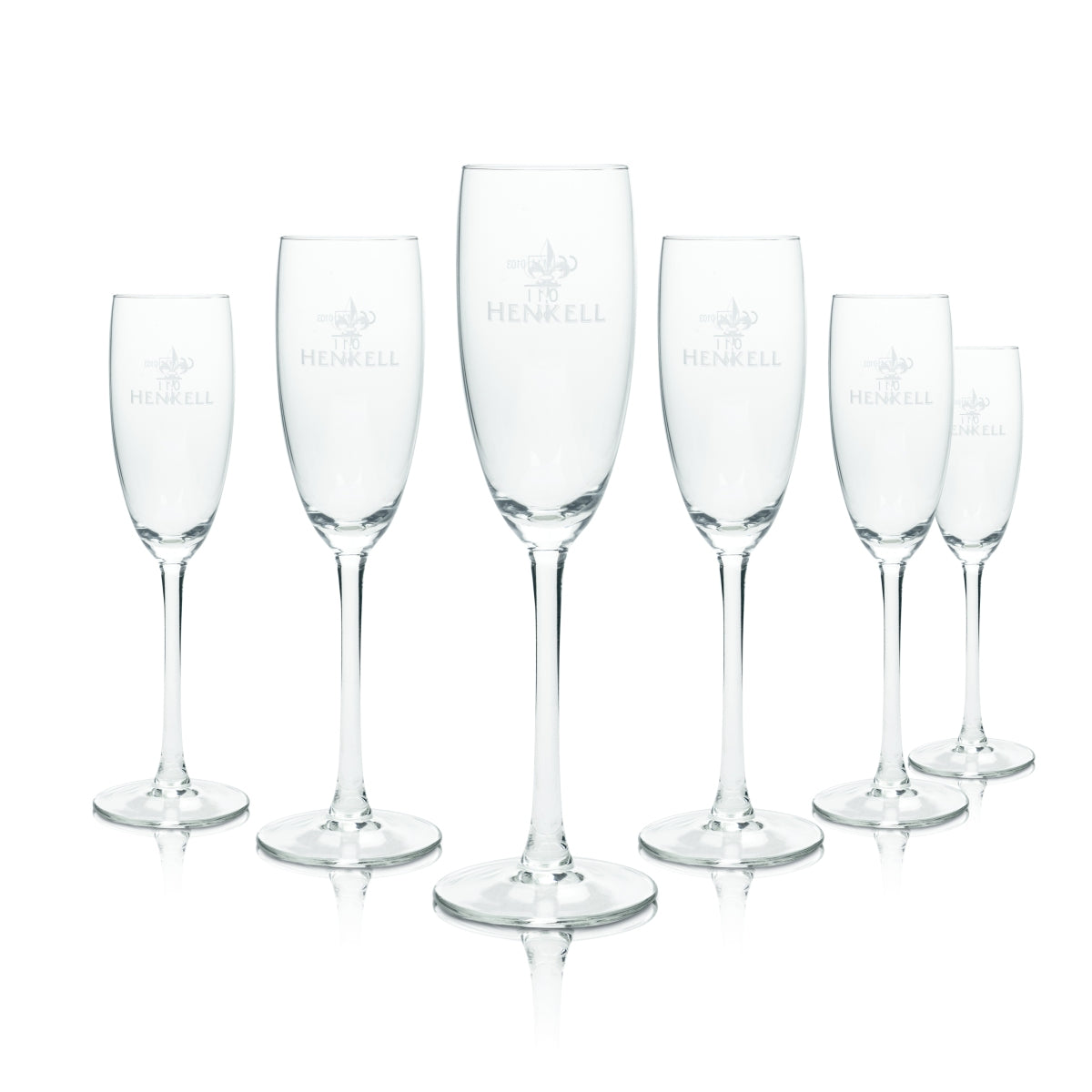 6 bicchieri da spumante Henkell 0,1 l flûte con stelo in rovere Tulipano Prosecco Bar