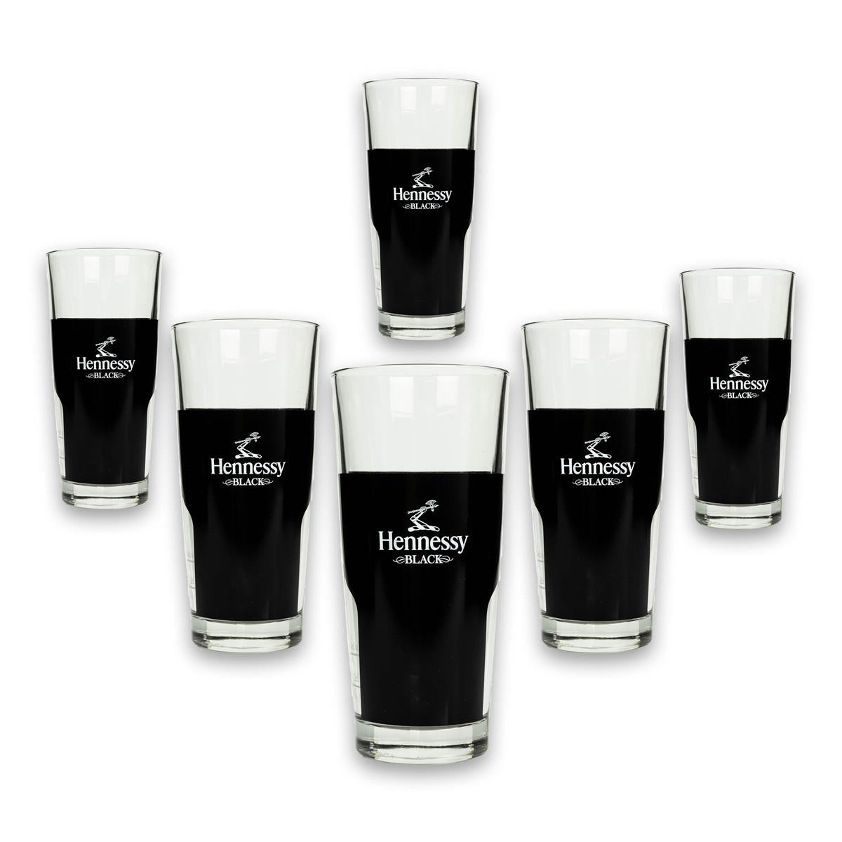 6 bicchieri da whisky Hennessy Longdrink neri