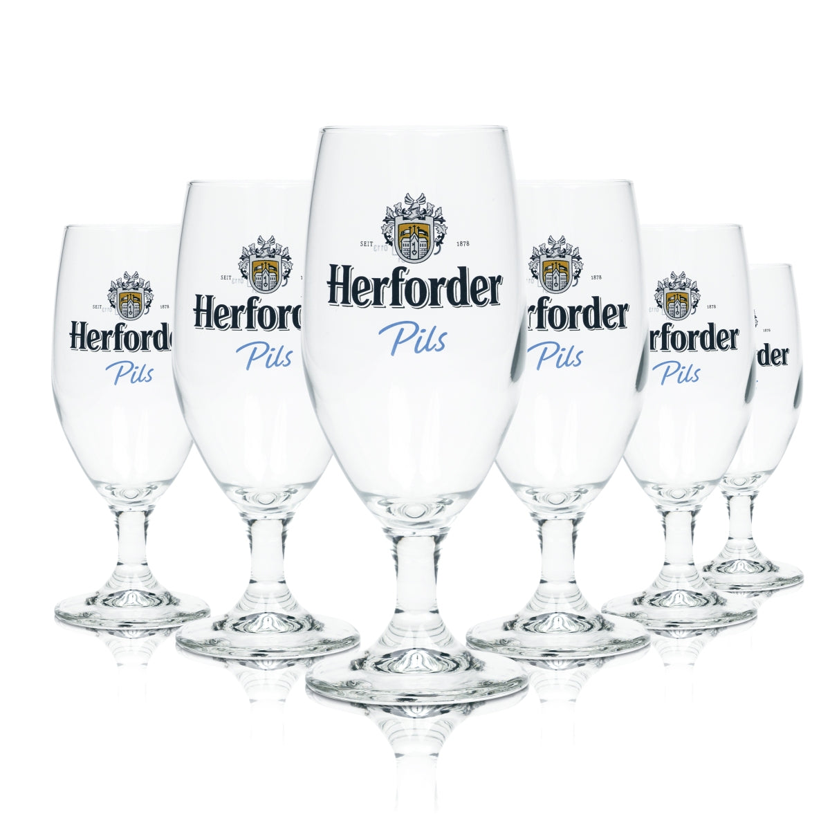 6 bicchieri da birra Herforder da 0,25 l, forma a tulipano con piede, vetro Vienna Sahm Pils