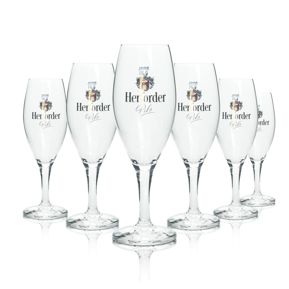 6 bicchieri da birra Herforder Pils da 0,3 l, forma a tulipano Imperia Sahm, birrificio Stiel