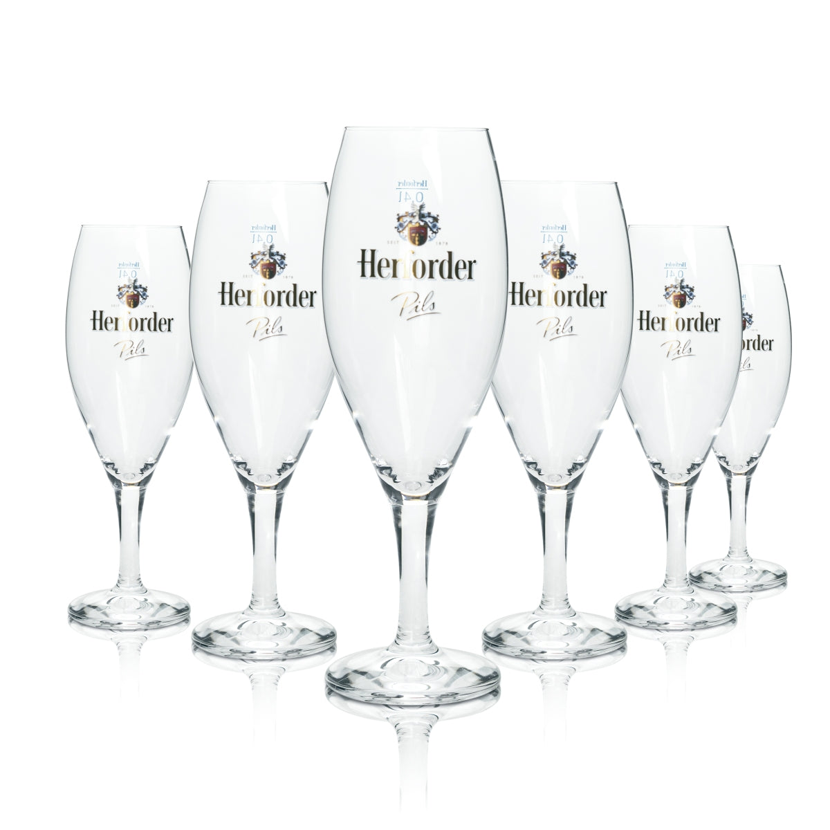 6 bicchieri da birra Herforder Pils da 0,4 l, forma a tulipano, con base rialzata, birrificio Stiel