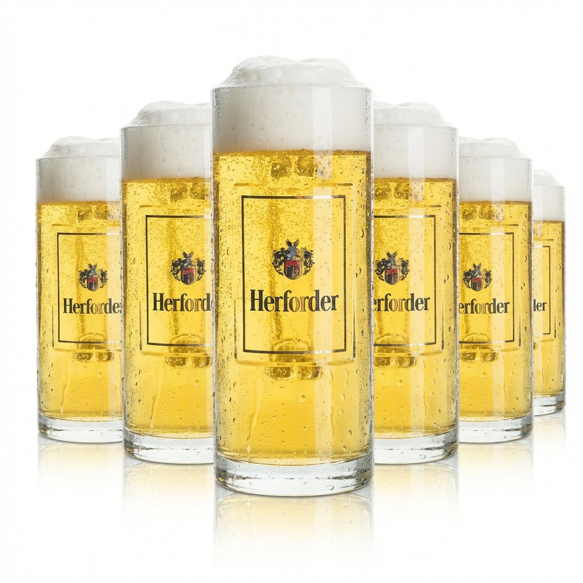 6 bicchieri da birra Herforder Pils da 0,5 l, boccale Wallenstein Sahm Seidel con manico, bicchieri da birra