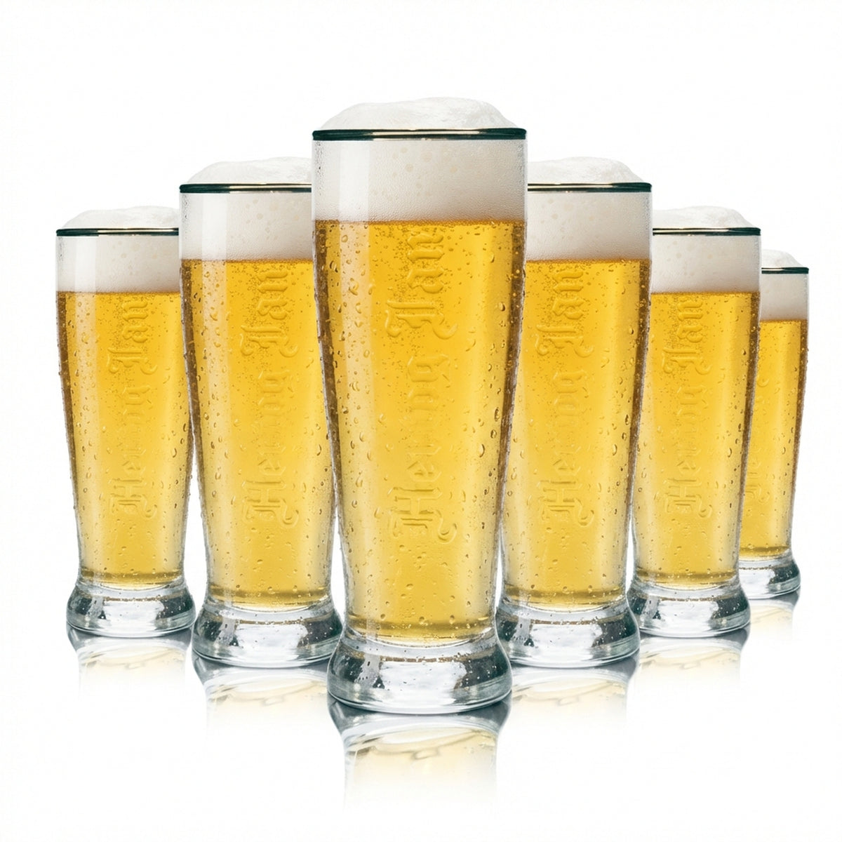 6 bicchieri da birra Hertog Jan 0,25 l, forma a coppa con bordo dorato e rilievo, bicchieri da birra da bar