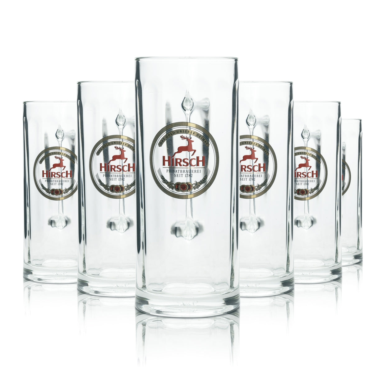 6 bicchieri da birra Hirsch Bräu 0,3 l boccale Rastal Seidel con manico Bicchieri boccali Birrificio Beer Bar