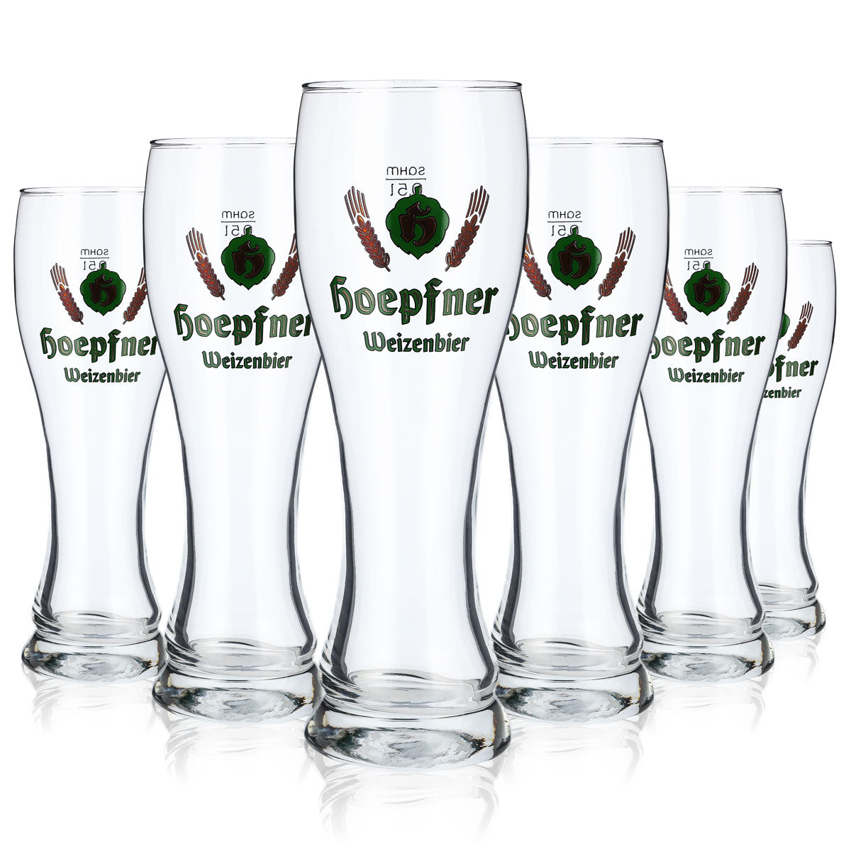 6 bicchieri da birra Hoepfner da 0,5 l Bicchiere da birra bianca con logo verde Sahm Walchensee – Vista 5