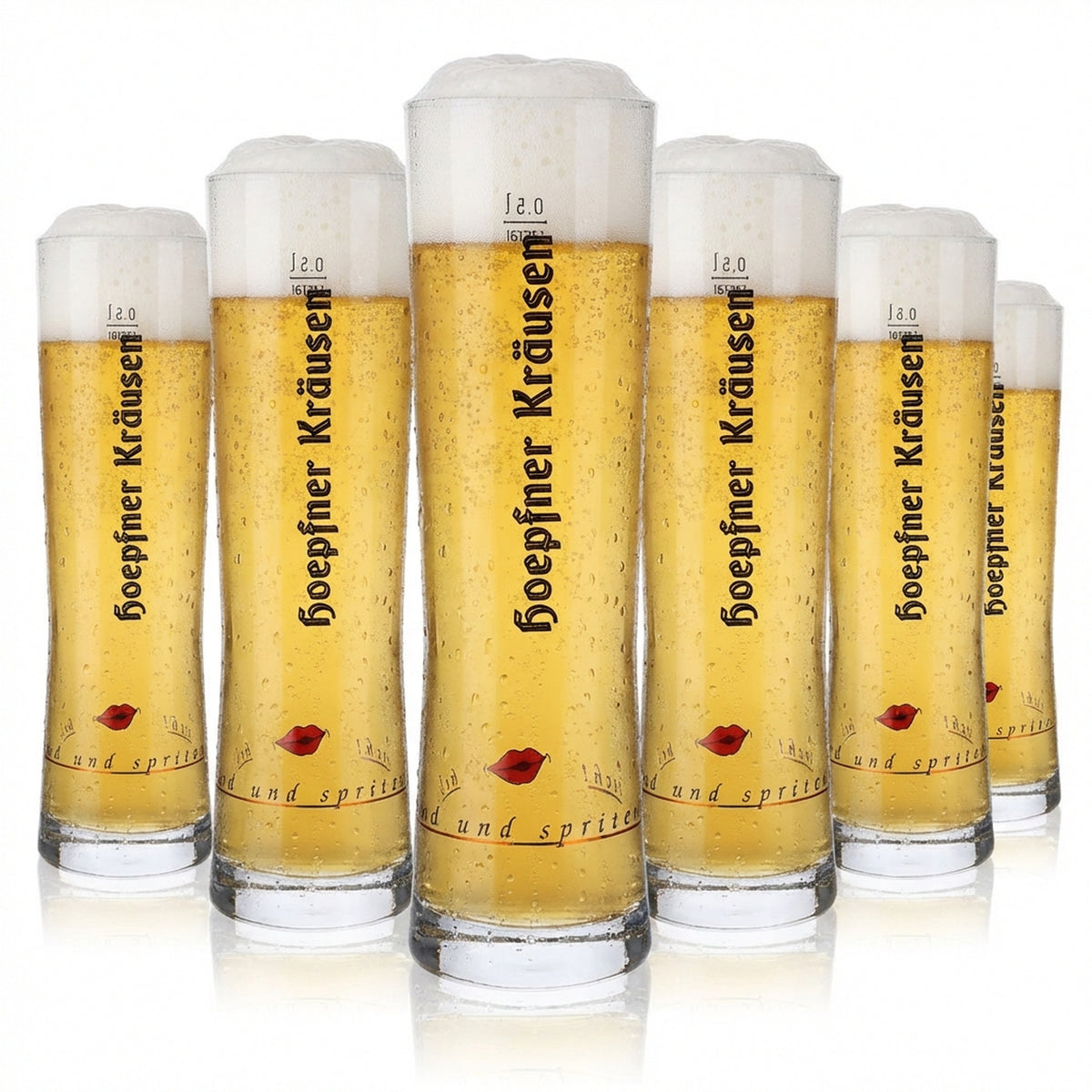 6 bicchieri da birra Hoepfner da 0,5 l Bicchiere da birra bianca "Hoepfner Kräusen" Rastal Fresh