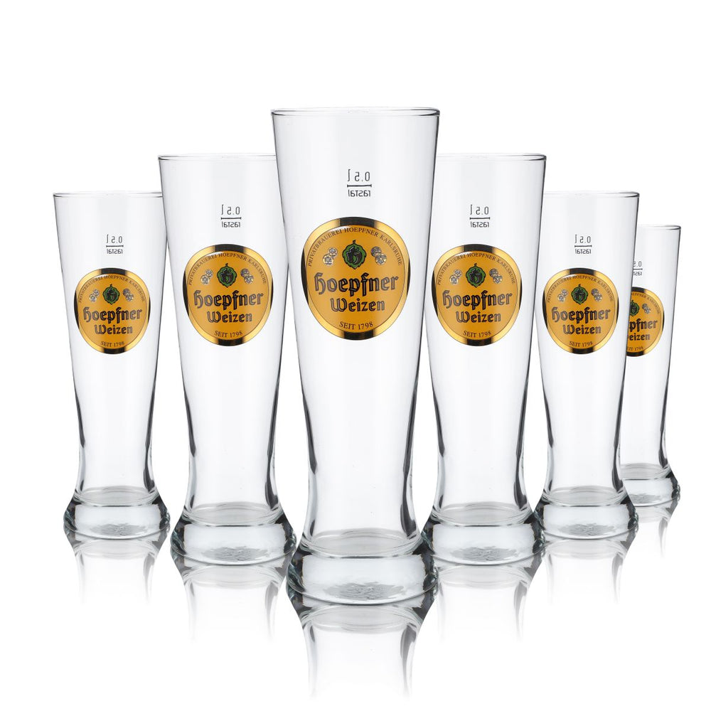 6 bicchieri Hoepfner da 0,5 l per birra bianca Set di bicchieri Hefeweizen Birrificio Karlsruhe