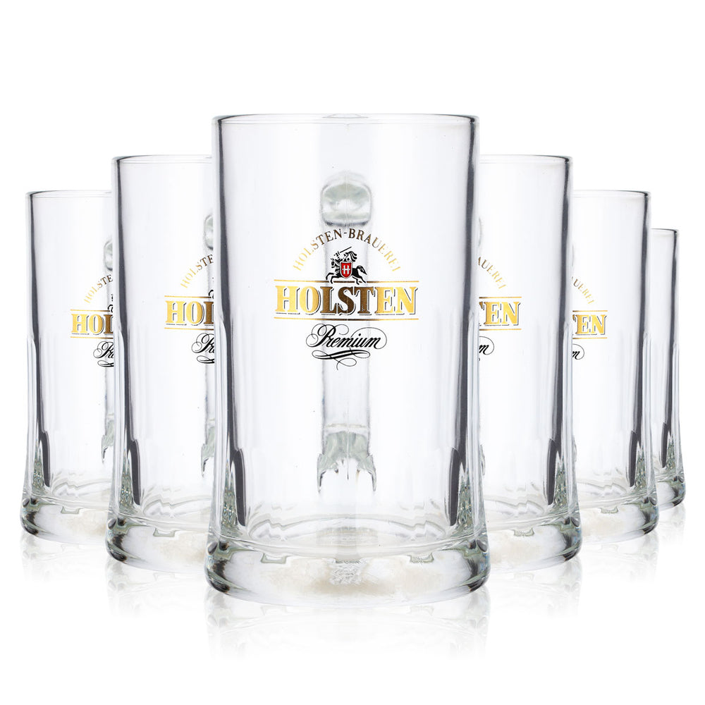 6 bicchieri da birra Holsten da 0,5 l con logo dorato Sahm Gas Premium