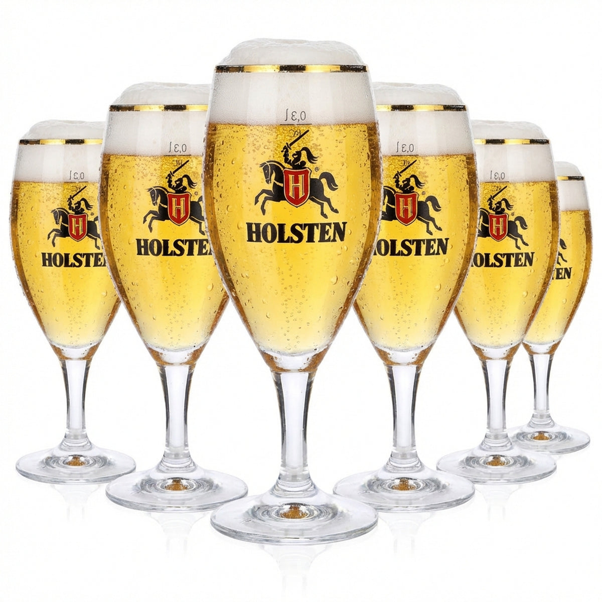6 bicchieri da birra Holsten Bicchieri da birra da 0,3 l Bicchieri a calice con bordo dorato Ritzenhoff