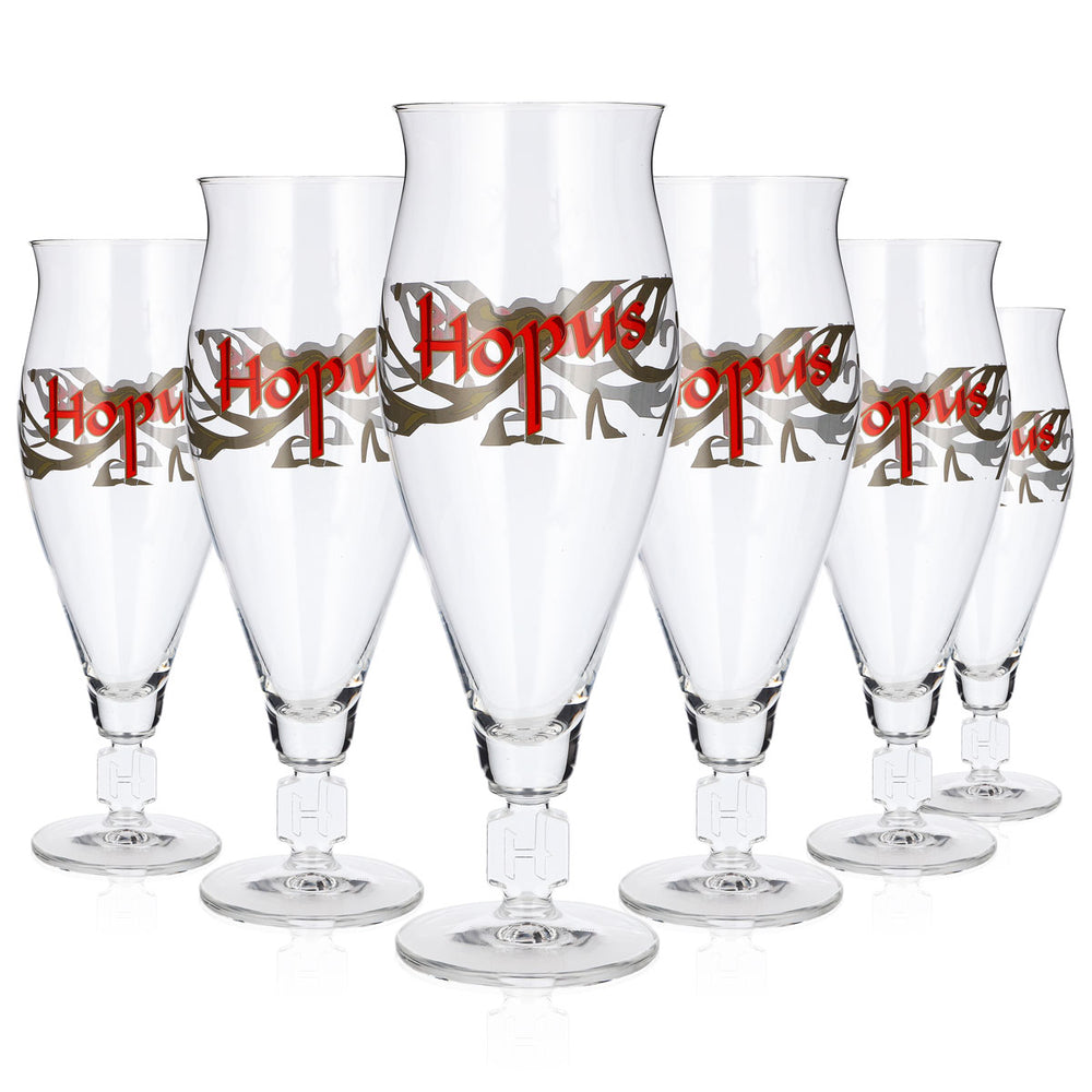 6 bicchieri da birra Hopus da 0,66 l, a forma di coppa a tulipano con base squadrata (set da 6)