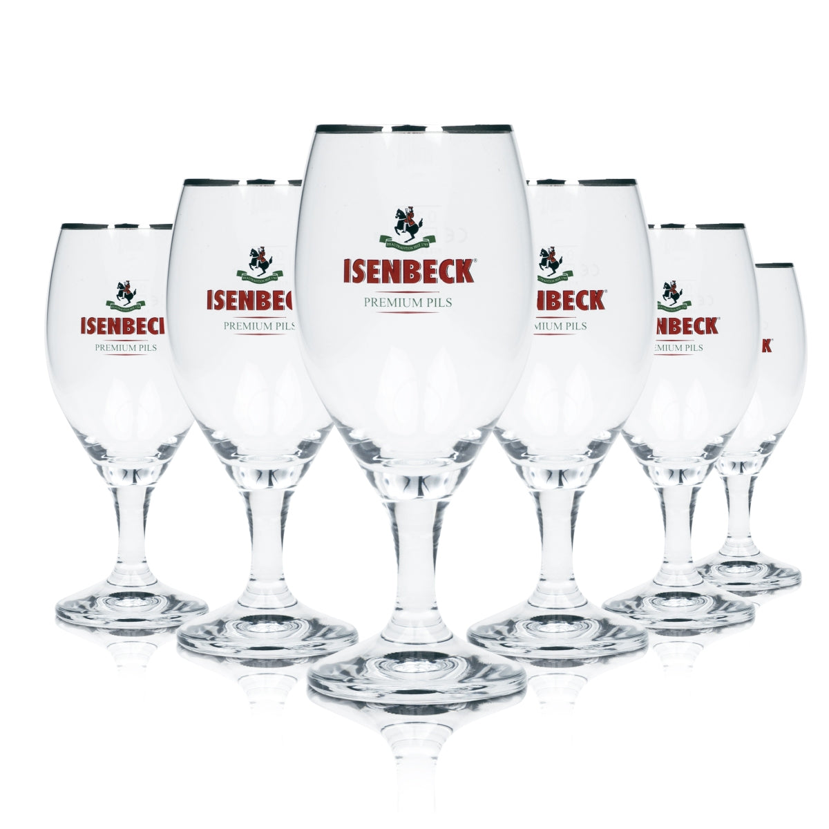 6 bicchieri da birra Isenbeck 0,25 l Pils Pokal Tulipano bordo argentato Bicchieri Export Birrificio