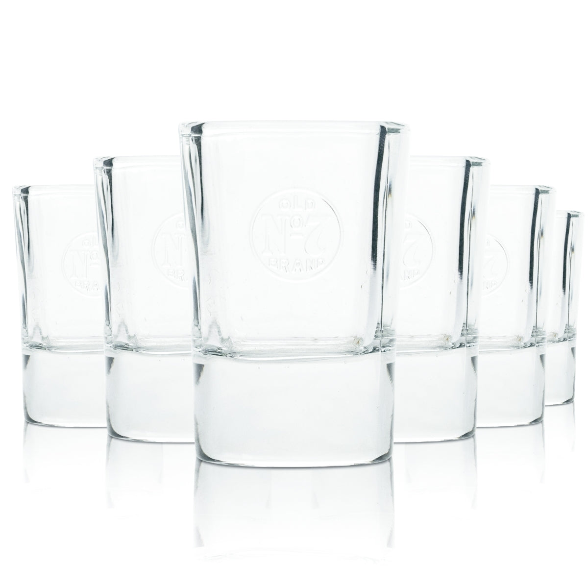 6 bicchieri Jack Daniels 4 cl bicchieri da whisky Short Stamper No. 7 con rilievo